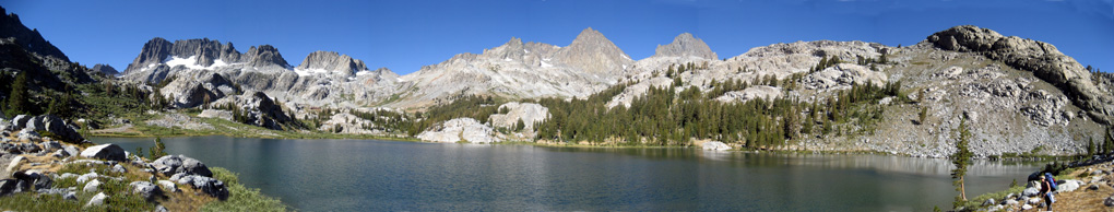 Ediza Lake with the Minarets, Mt. Ritter, and Banner Peak in the background